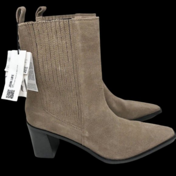 Zara Suede Leather Cowboy Ankle Boots Size 11 - Picture 6 of 6